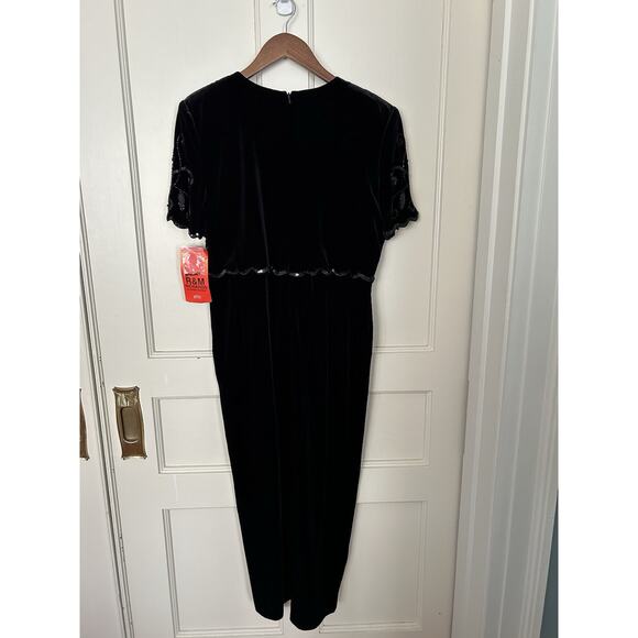 R&M Richards by Karen Wong Beaded Velvet Formal Dress Womens Size 14P Black NWT - Picture 4 of 10